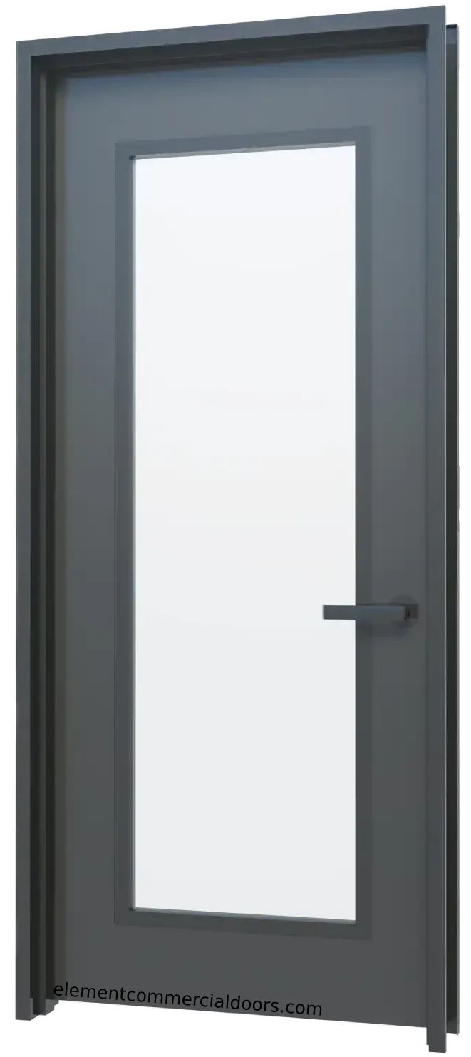 side-view of Commercial Metal Door with glass